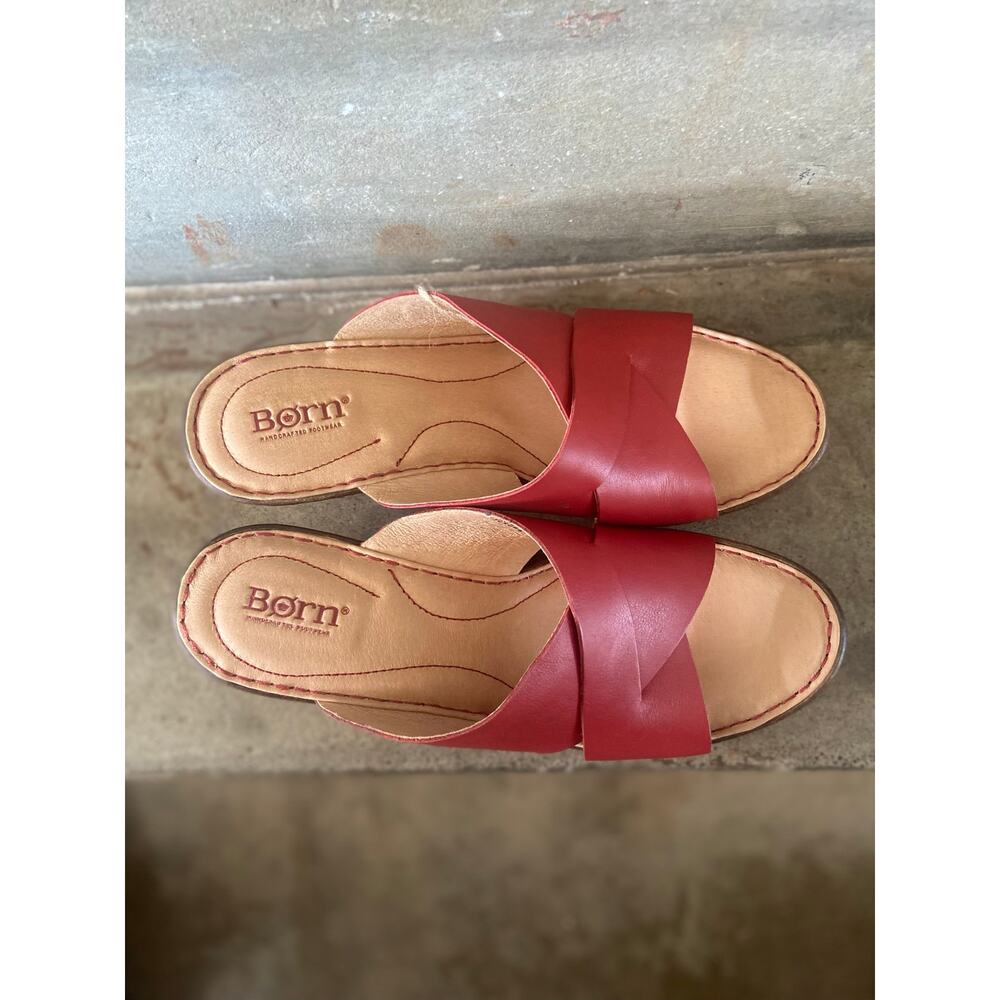 Born Coney red criss cross strap wedge sandal - Picture 5 of 9